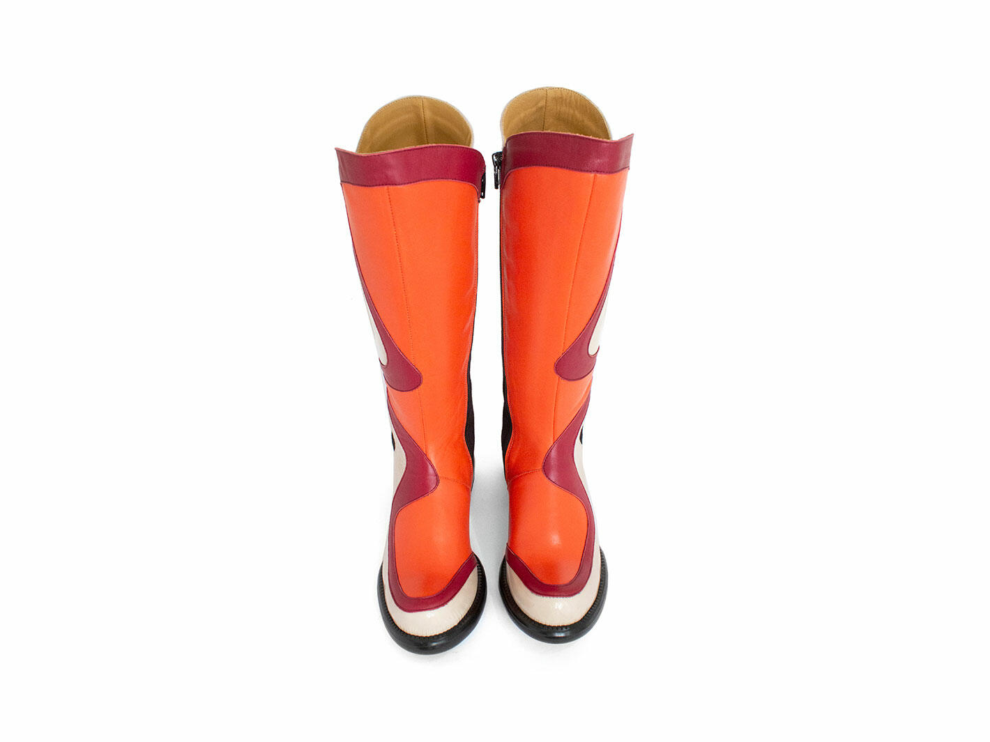 Warhol Multicolore framboise Botte en cuirs variés: Front