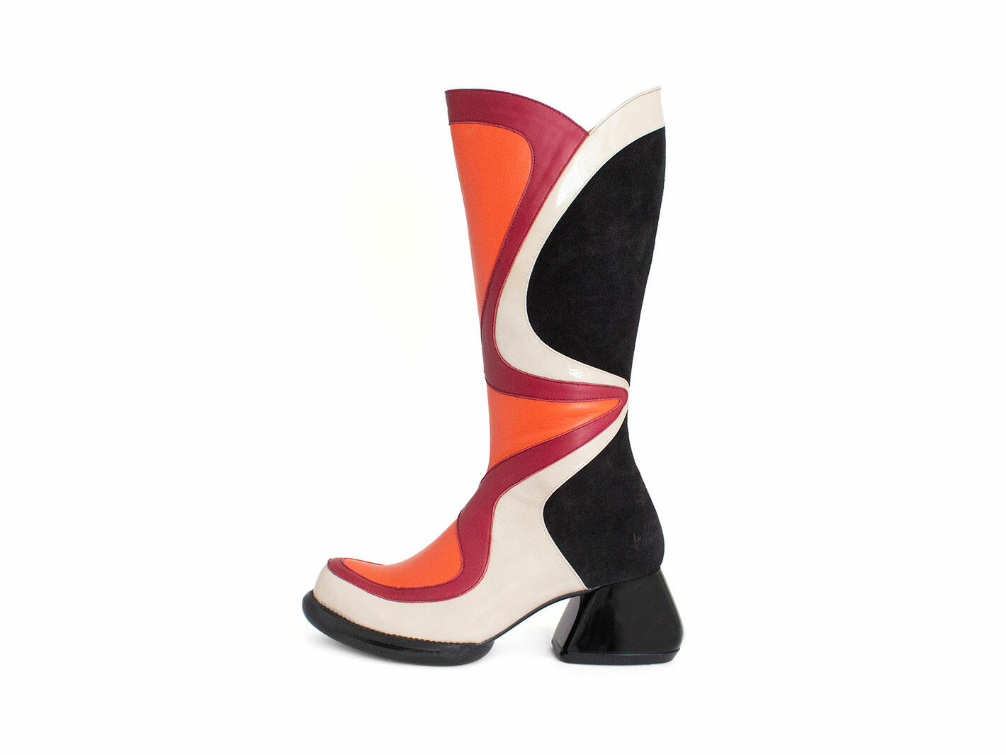 Warhol Multicolore framboise Botte en cuirs variés: Profile outside