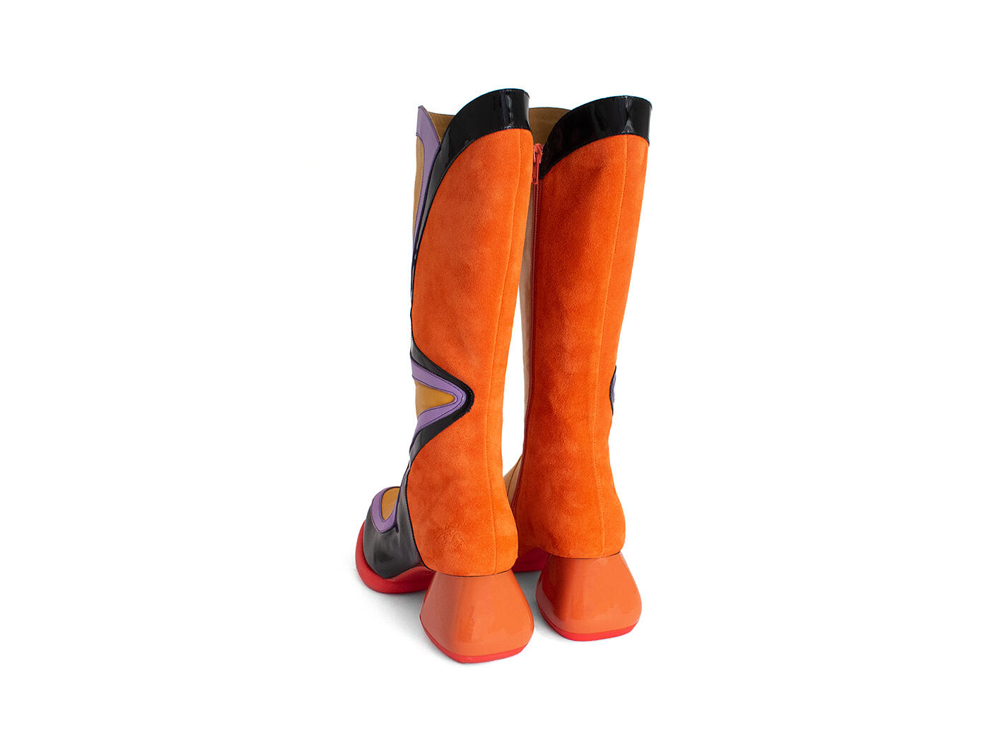 Warhol Orange/Yellow/Black Multi Leather Boots: Back