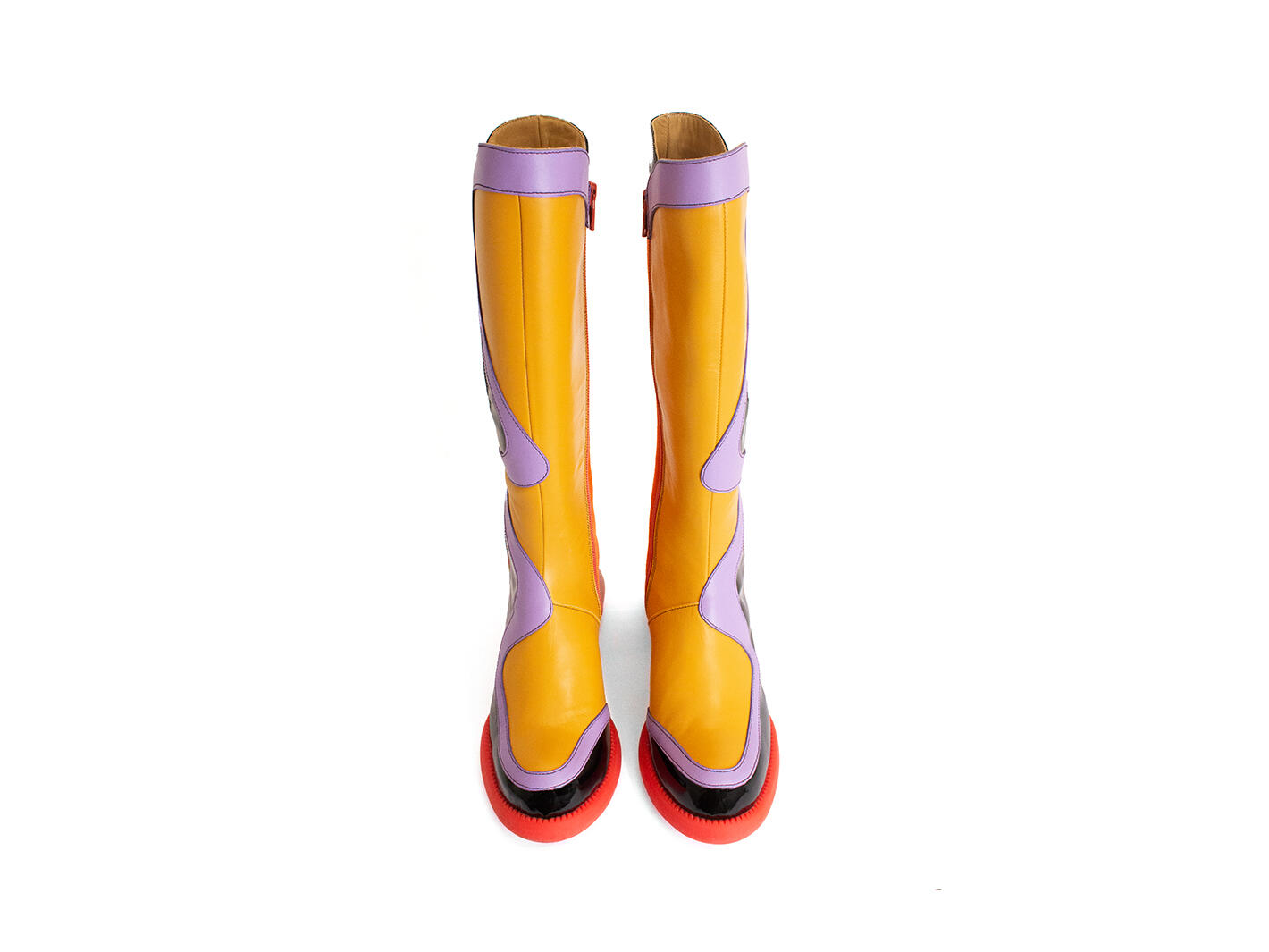 Warhol Orange/Yellow/Black Multi Leather Boots: Front