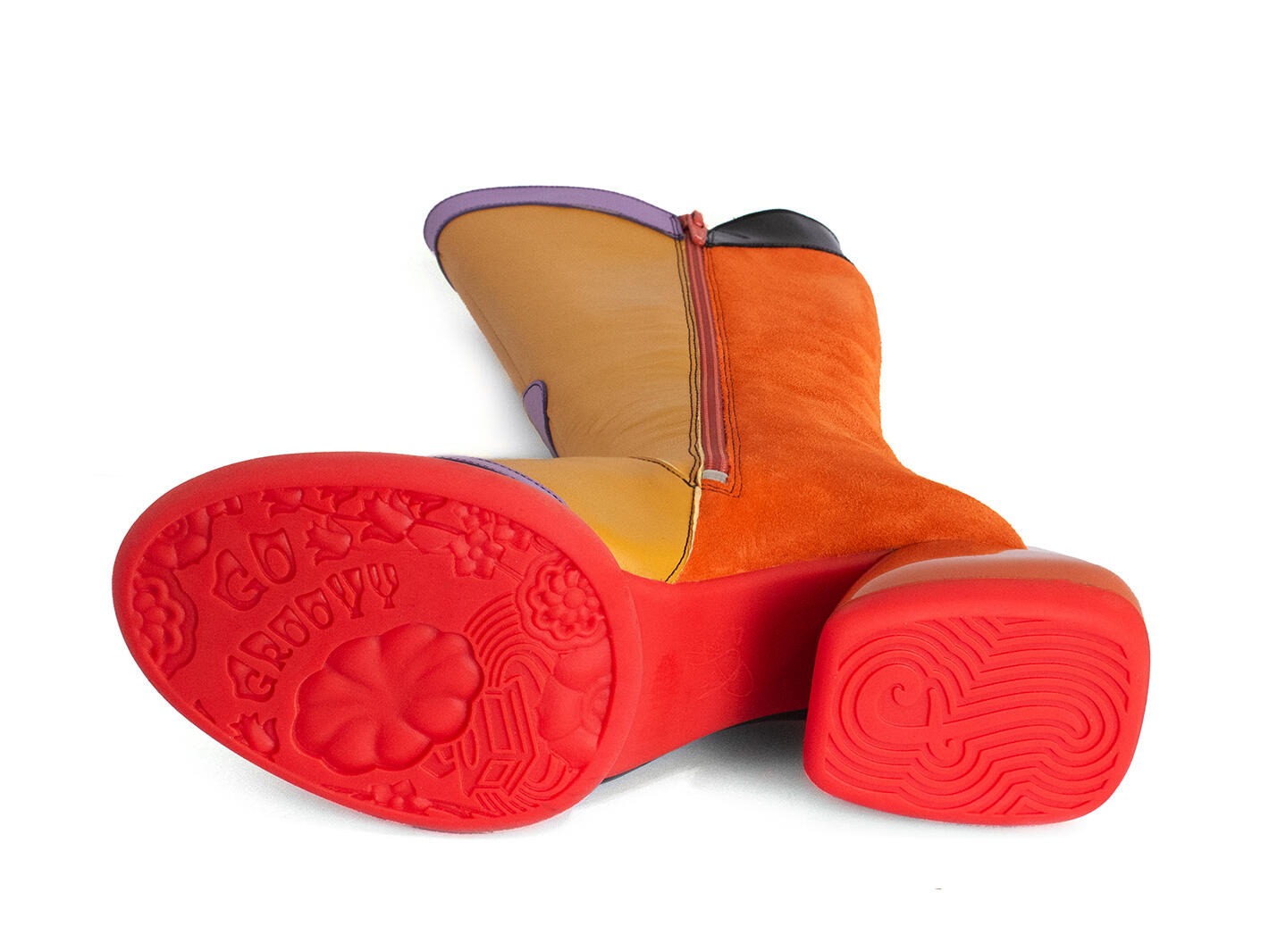 Warhol Orange/Yellow/Black Multi Leather Boots: Sole