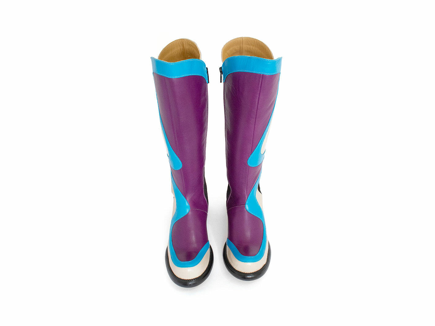 Warhol Turquoise Multi Multi Leather Boots: Front