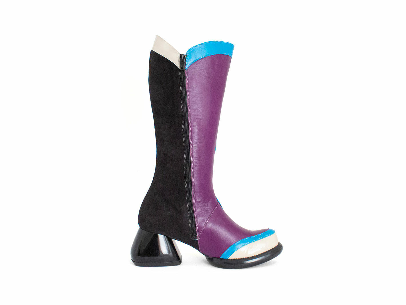 Warhol Turquoise Multi Multi Leather Boots: Profile inside