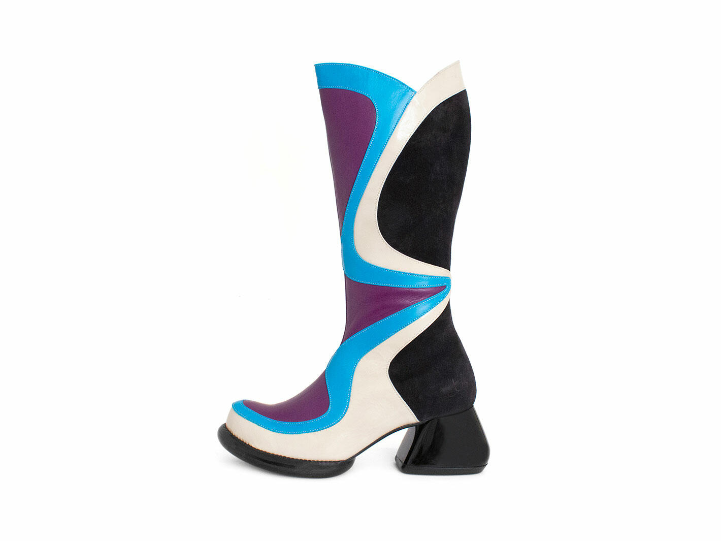Warhol Turquoise Multi Multi Leather Boots: Profile outside