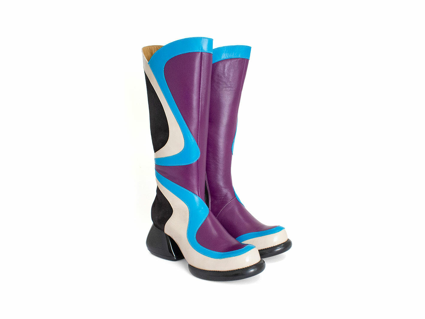 Warhol Turquoise Multi Multi Leather Boots: Quarter view