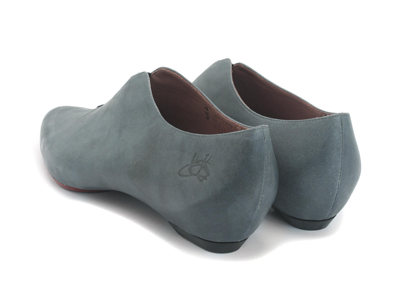 Water Blue Pointed Slip-On Shoe: Back