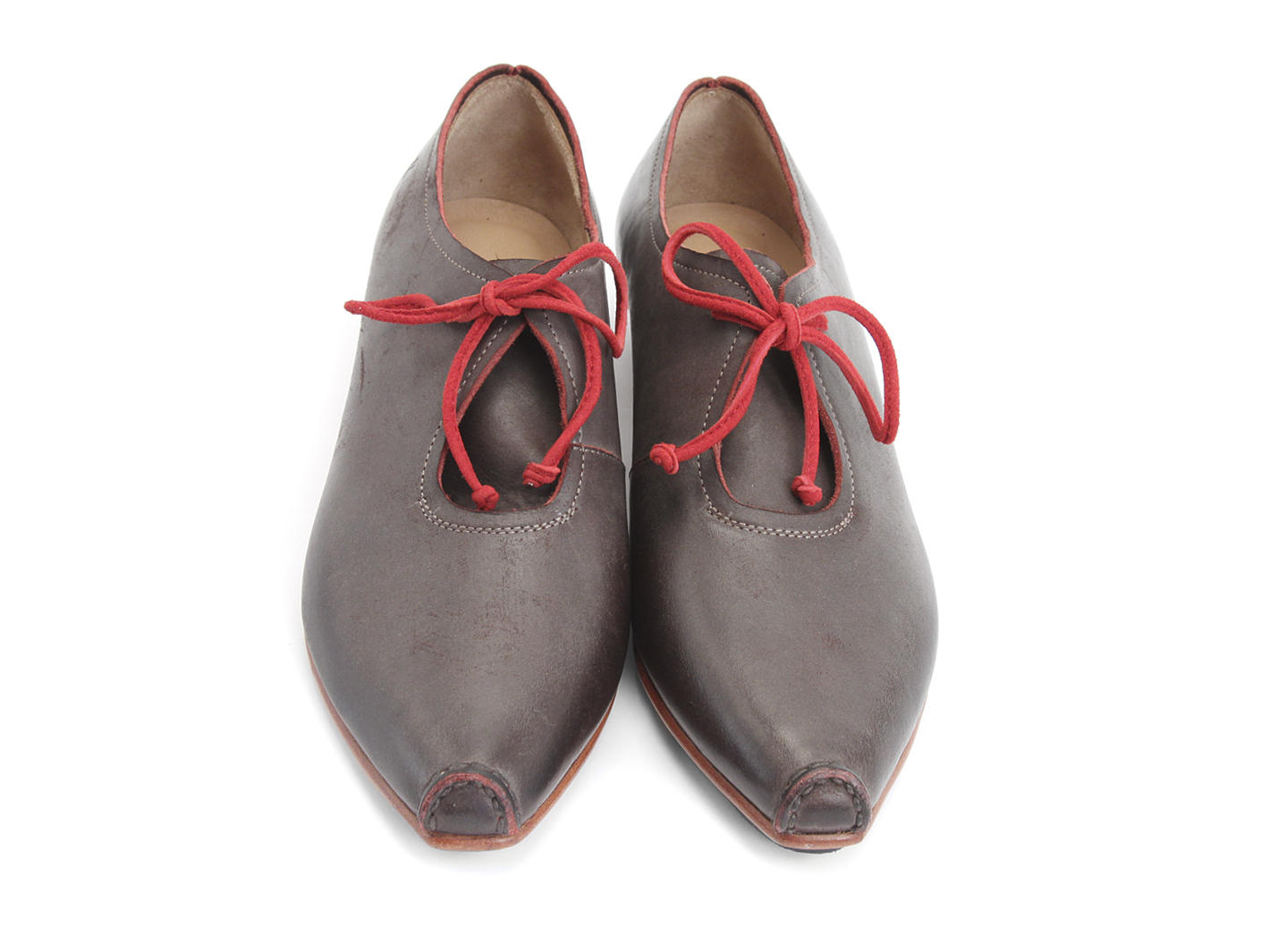 Waterloo Gris & rouge Raw-Edged Lace-Up Shoe: Front