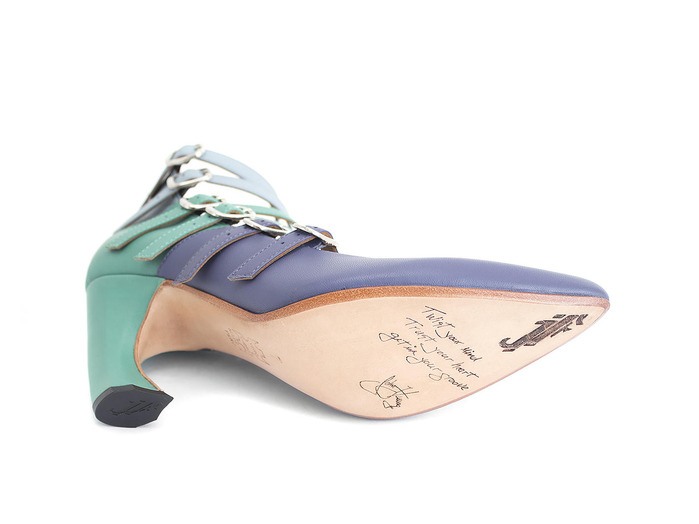 Watusi Bleu Talon à courroies multiples: Sole