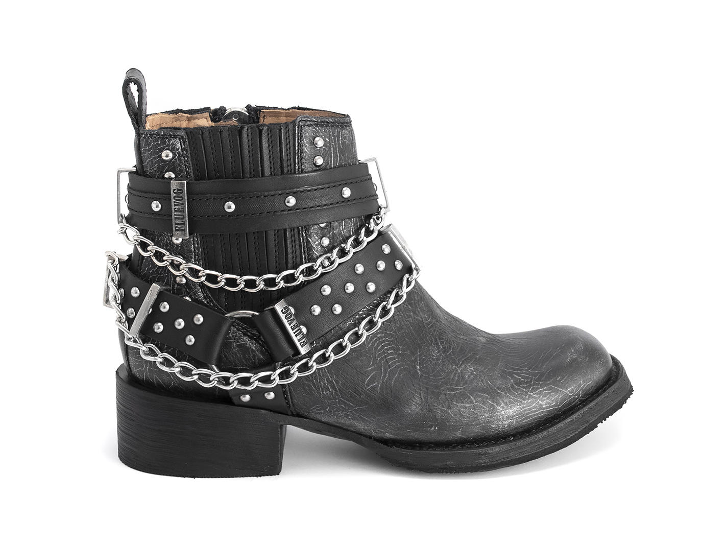 Wolverhampton Pewter Ankle boot with hardware: Profile outside