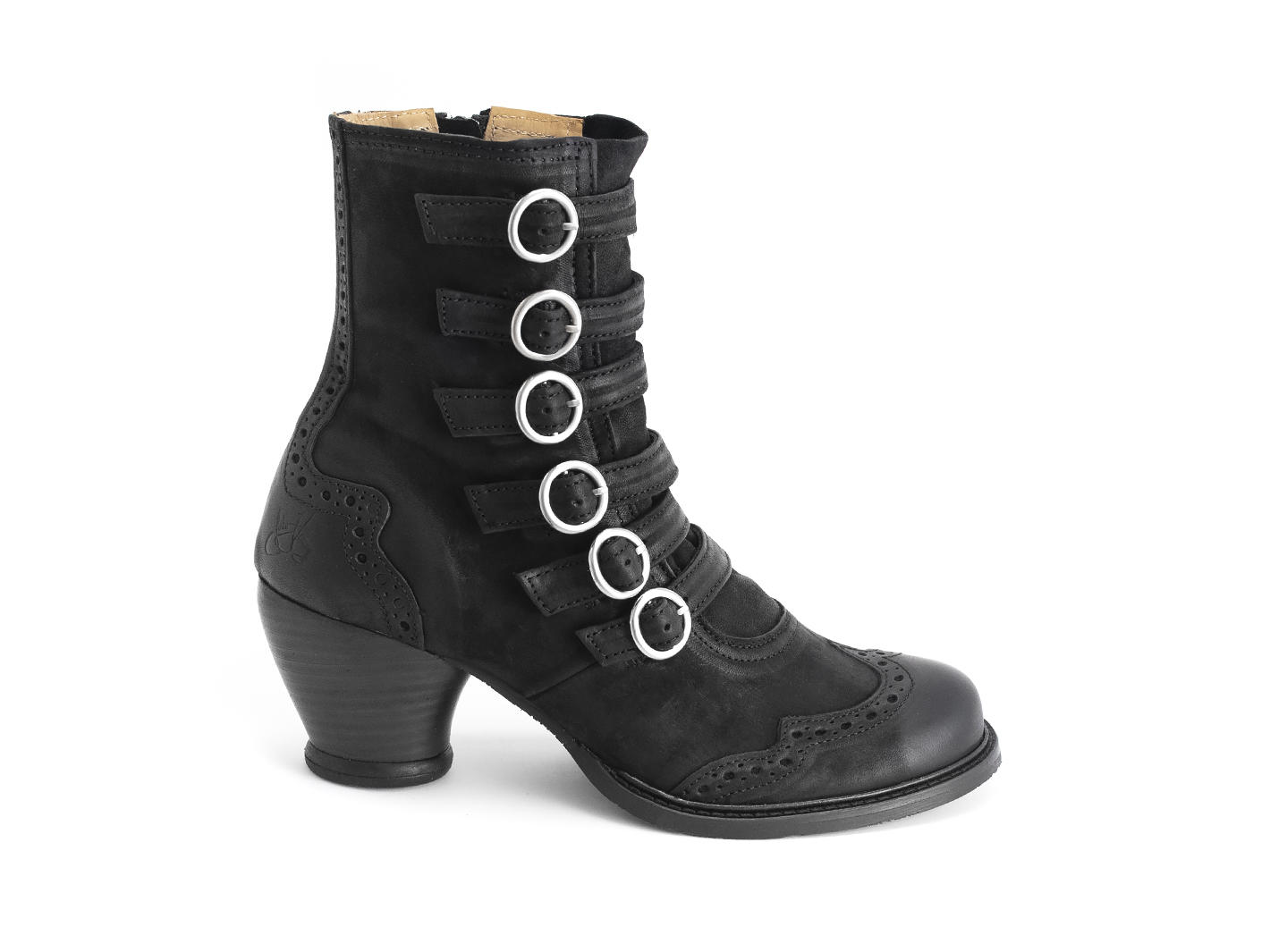 Woodland Black Strappy ankle boot: Profile outside