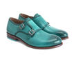 Wootton Turquoise Hand-painted monkstrap shoe: Quarter view
