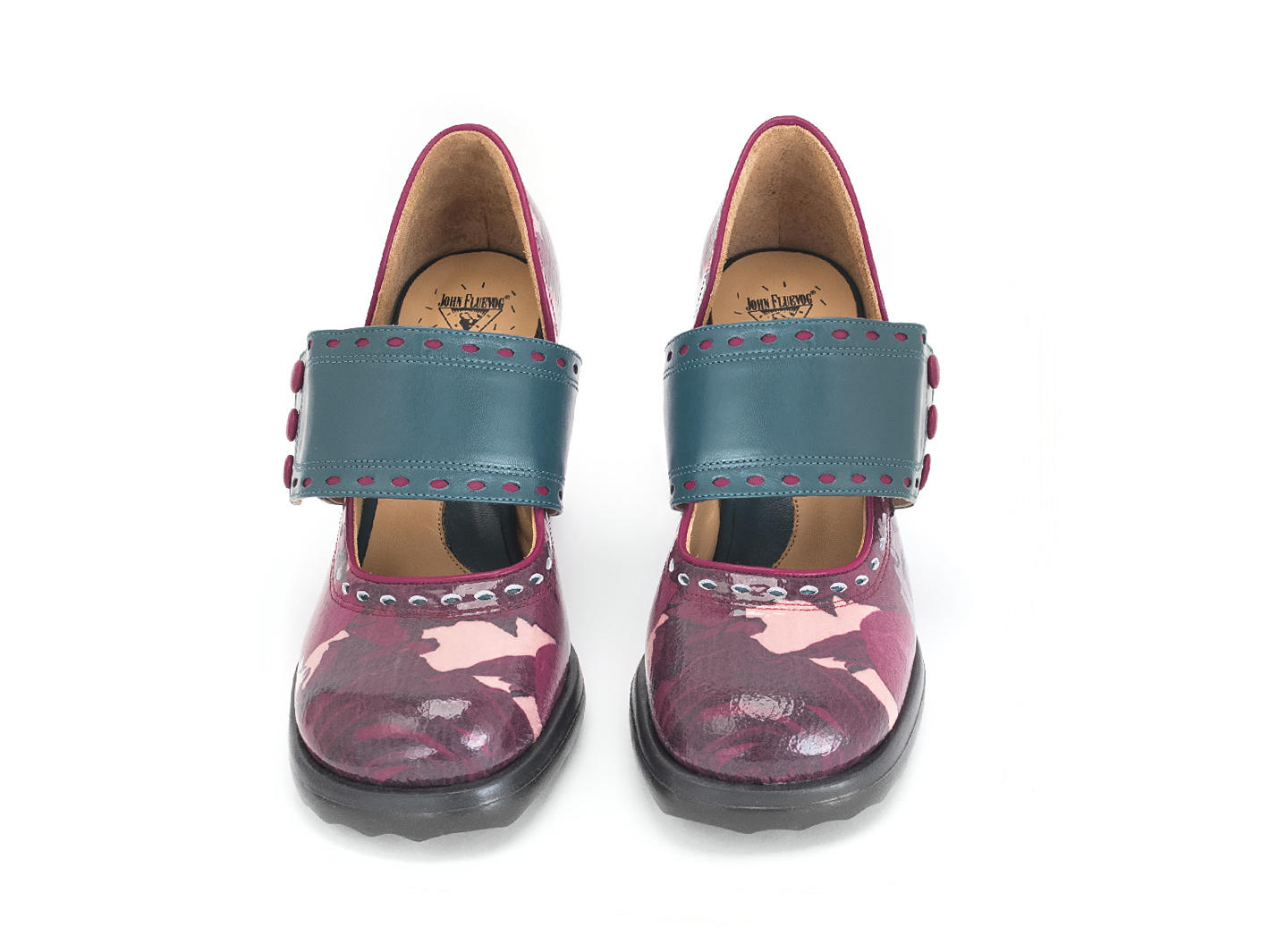 Zaza Floral rouge Wide-Strap Mary Janes: Front