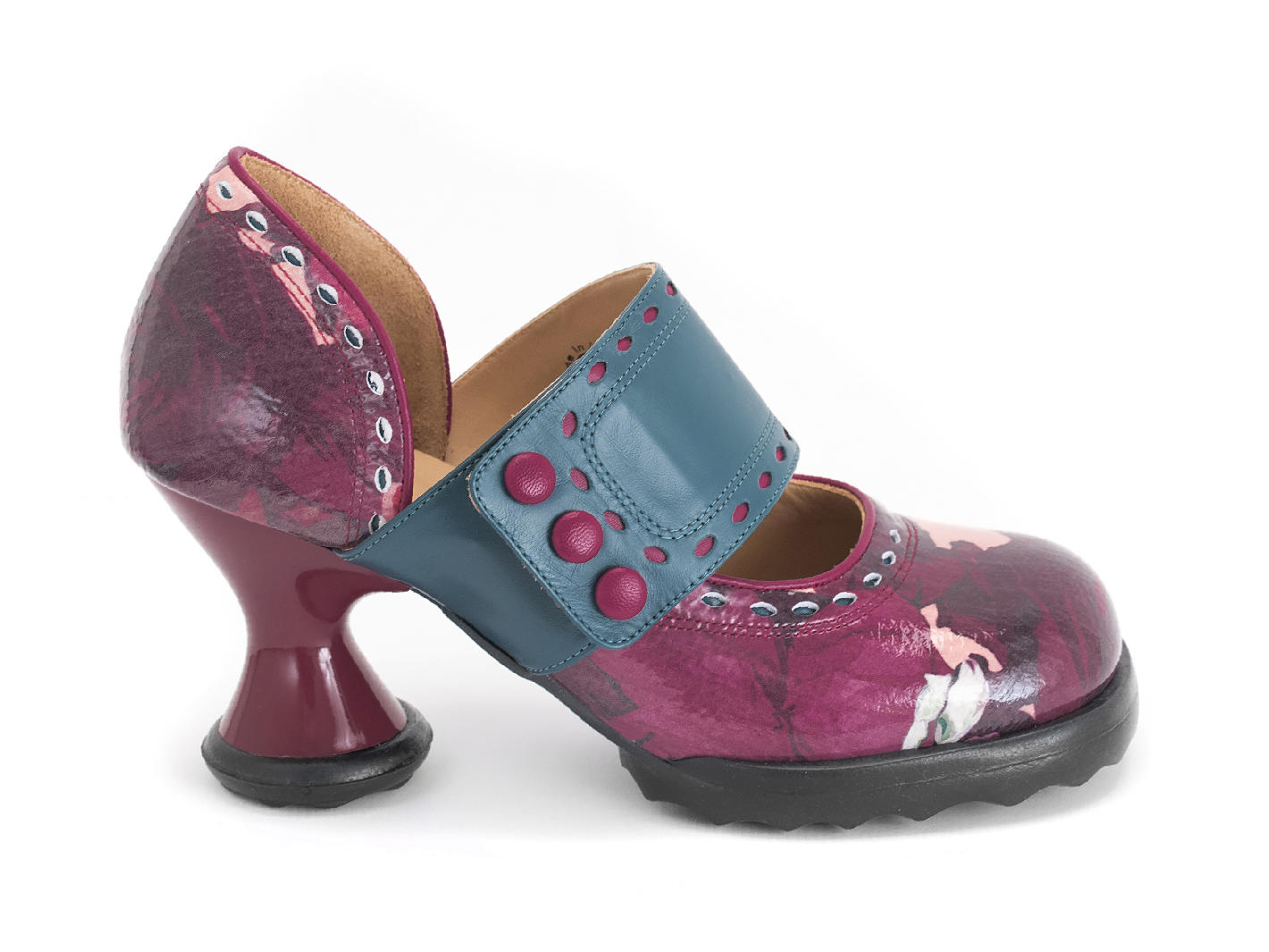 Zaza Floral rouge Wide-Strap Mary Janes: Profile outside