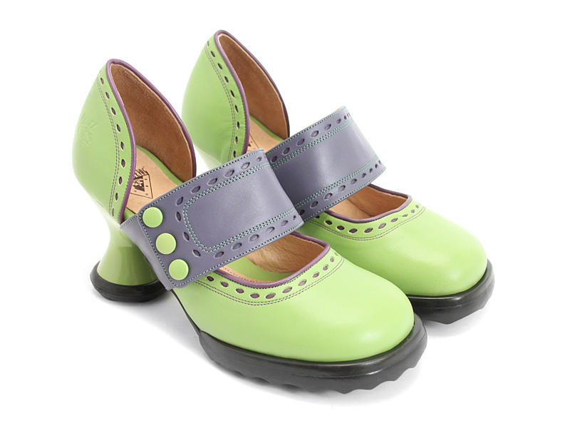 Zaza Green & Purple Wide-Strap Mary Janes