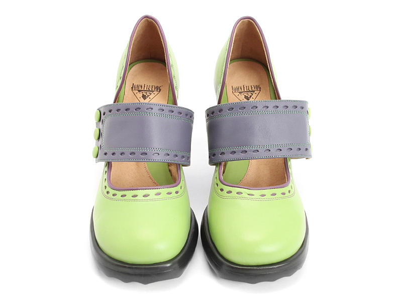 Zaza Green & Purple Wide-Strap Mary Janes