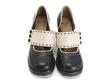 Zaza Noir & Beige Wide-Strap Mary Janes: Front