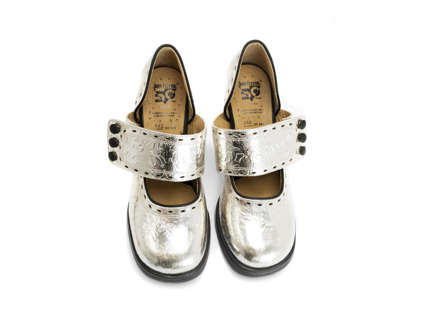 Zaza Platinum Gold Wide-Strap Mary Janes: Front