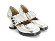 Zaza Platinum Gold Wide-Strap Mary Janes: Quarter view