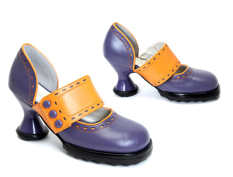 Zaza Purple & Orange Wide-Strap Mary Janes