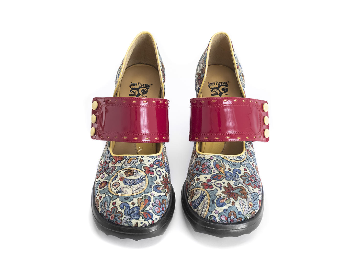 Zaza Tapisserie/Rouge Wide-Strap Mary Janes: Front