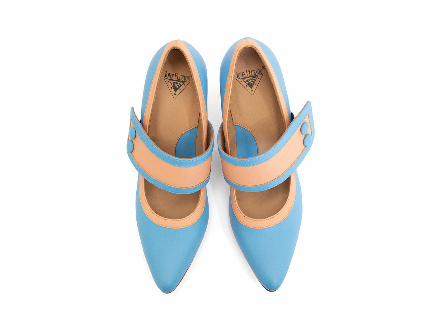 Zewde Blue/Peach Retro Mary Janes: Front