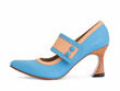 Zewde Blue/Peach Retro Mary Janes: Profile outside