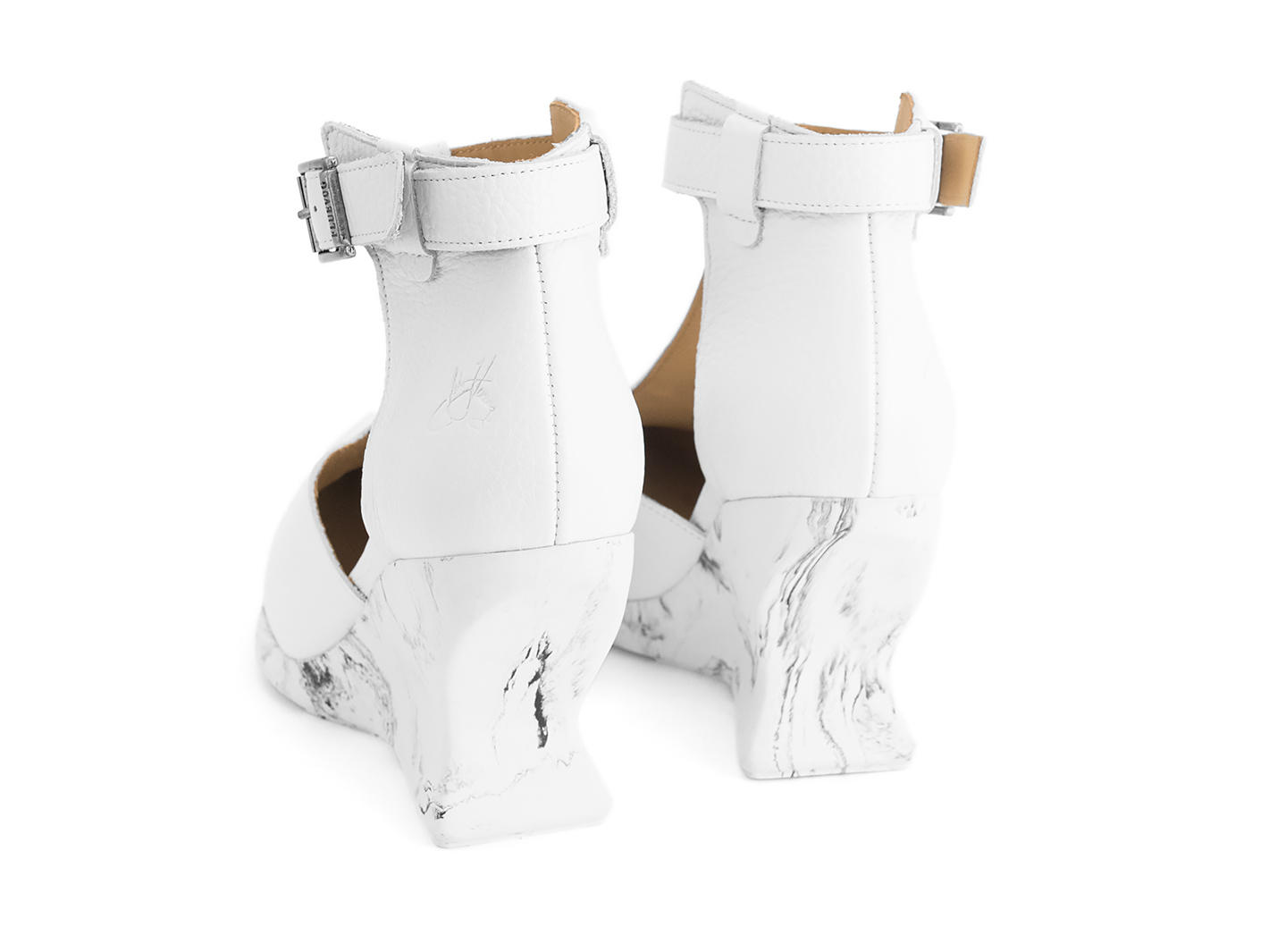 Zoomies White T-strap wedge heel: Back