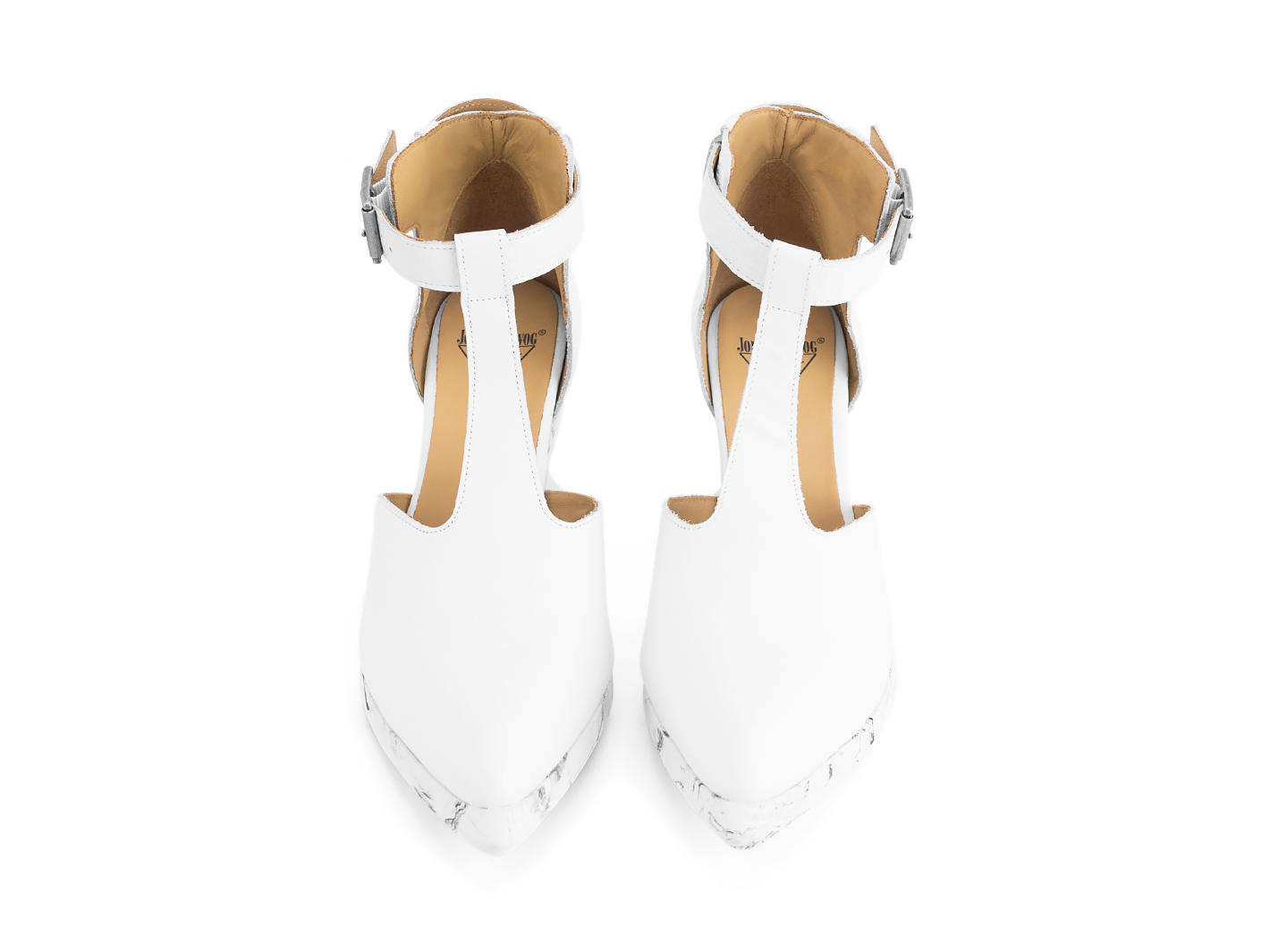 Zoomies White T-strap wedge heel: Front